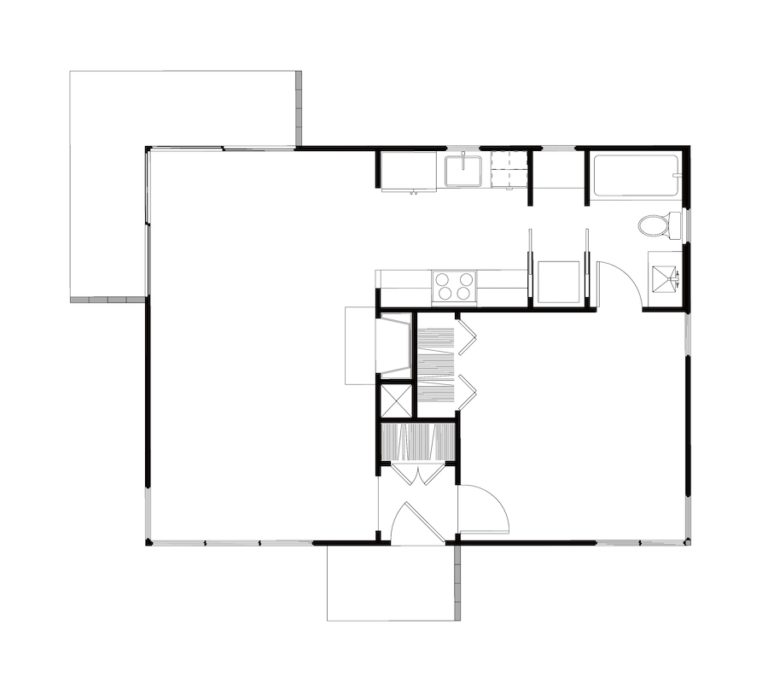 Tiny Modern House Floor Plan Drawing